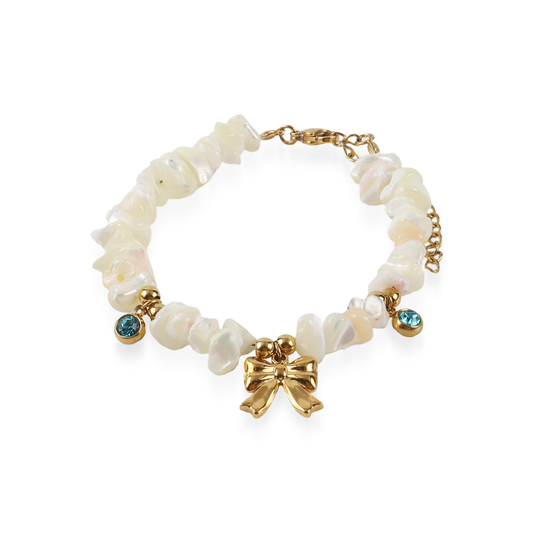 Χειροποίητο βραχιόλι με φυσικά κοράλια Mar and Mar Naida (White) από ανοξείδωτο ατσάλι