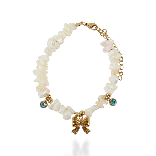 Χειροποίητο βραχιόλι με φυσικά κοράλια Mar and Mar Naida (White) από ανοξείδωτο ατσάλι