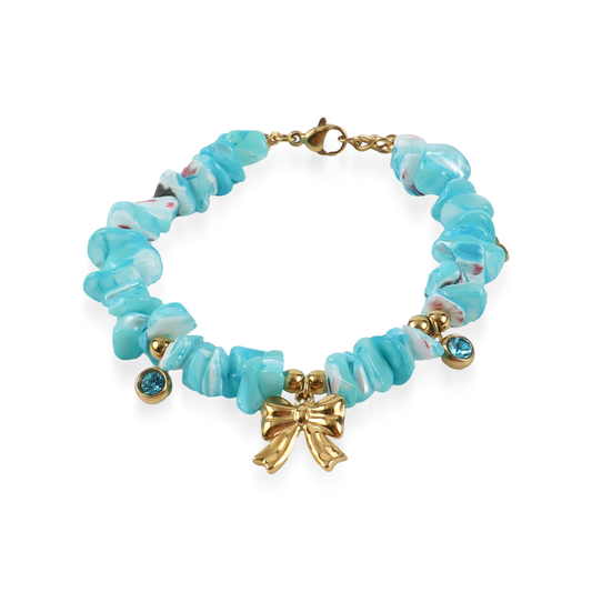 Χειροποίητο βραχιόλι με φυσικά κοράλια Mar and Mar Naida (Light Blue) από ανοξείδωτο ατσάλι