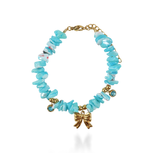 Χειροποίητο βραχιόλι με φυσικά κοράλια Mar and Mar Naida (Light Blue) από ανοξείδωτο ατσάλι