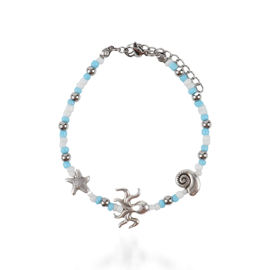 Χειροποίητο βραχιόλι με χάντρες Mar and Mar Miralyn (Light Blue) από ανοξείδωτο ατσάλι