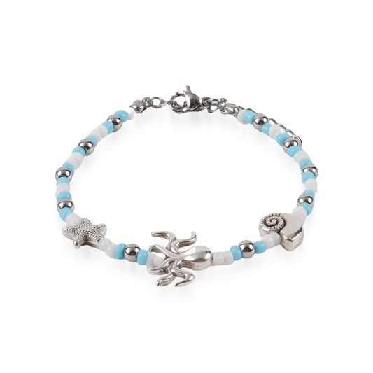 Χειροποίητο βραχιόλι με χάντρες Mar and Mar Miralyn (Light Blue) από ανοξείδωτο ατσάλι
