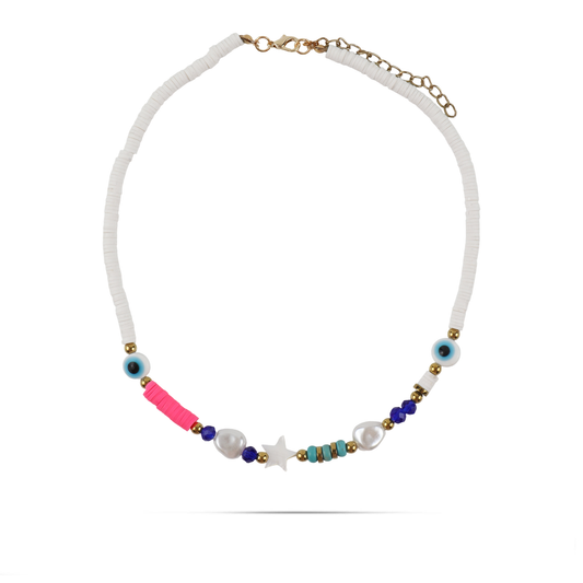 Κολιέ ματάκι με χάντρες Bonbon Eye από ανοξείδωτο ατσάλι