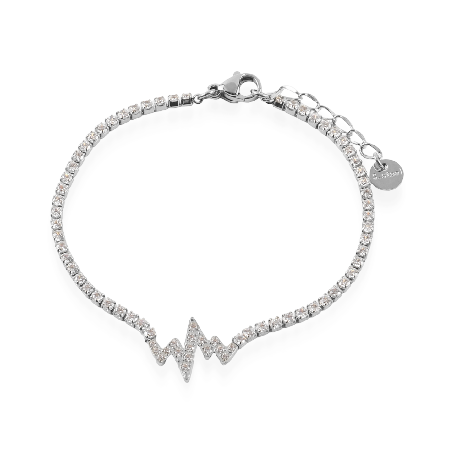 Βραχιόλι κεραυνός με ζιργκόν Mar and Mar Lighting Tennis Silver από ανοξείδωτο ατσάλι