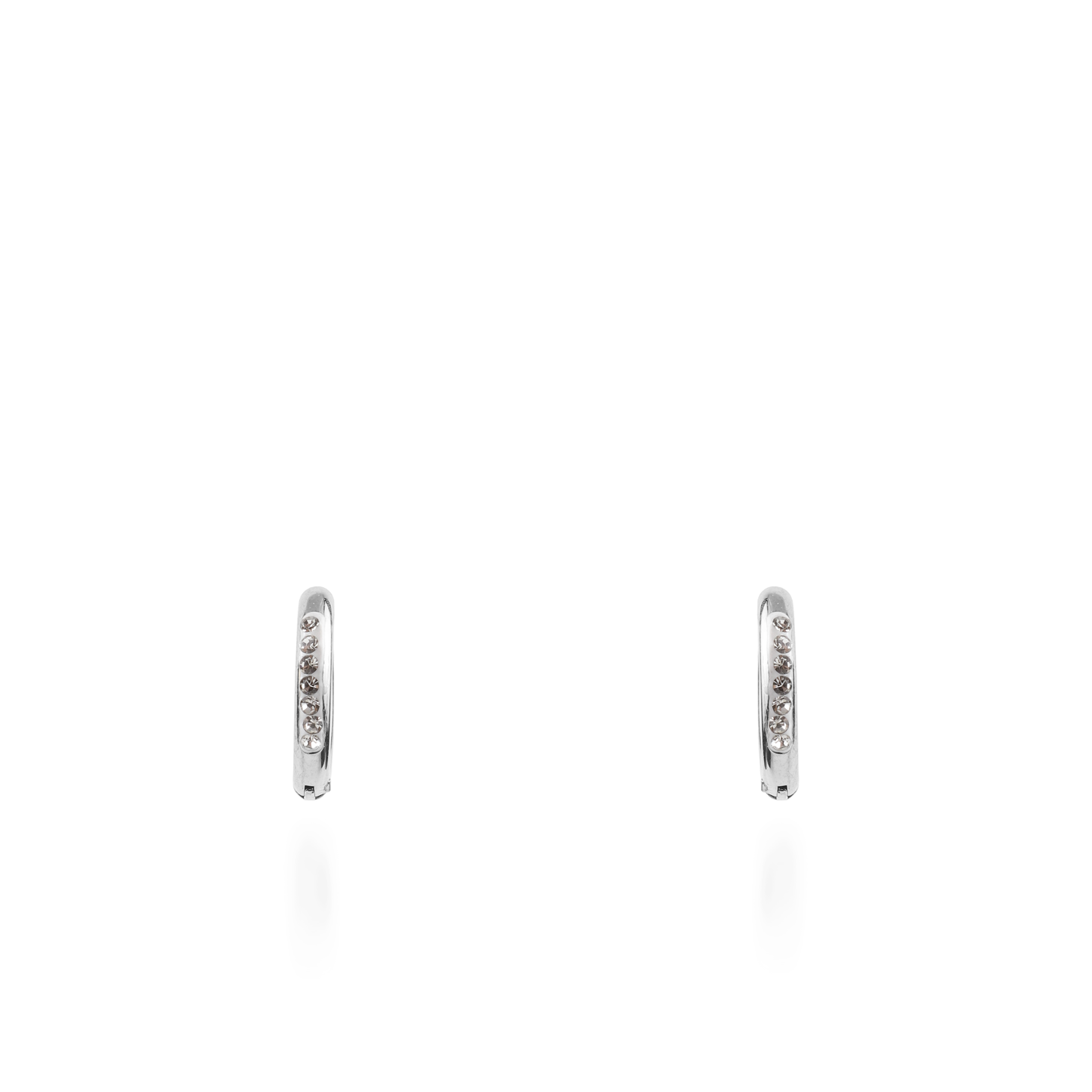 Σκουλαρίκια κρίκοι με ζιργκόν Mar and Mar Lianne Silver (1,5 cm) από ανοξείδωτο ατσάλι