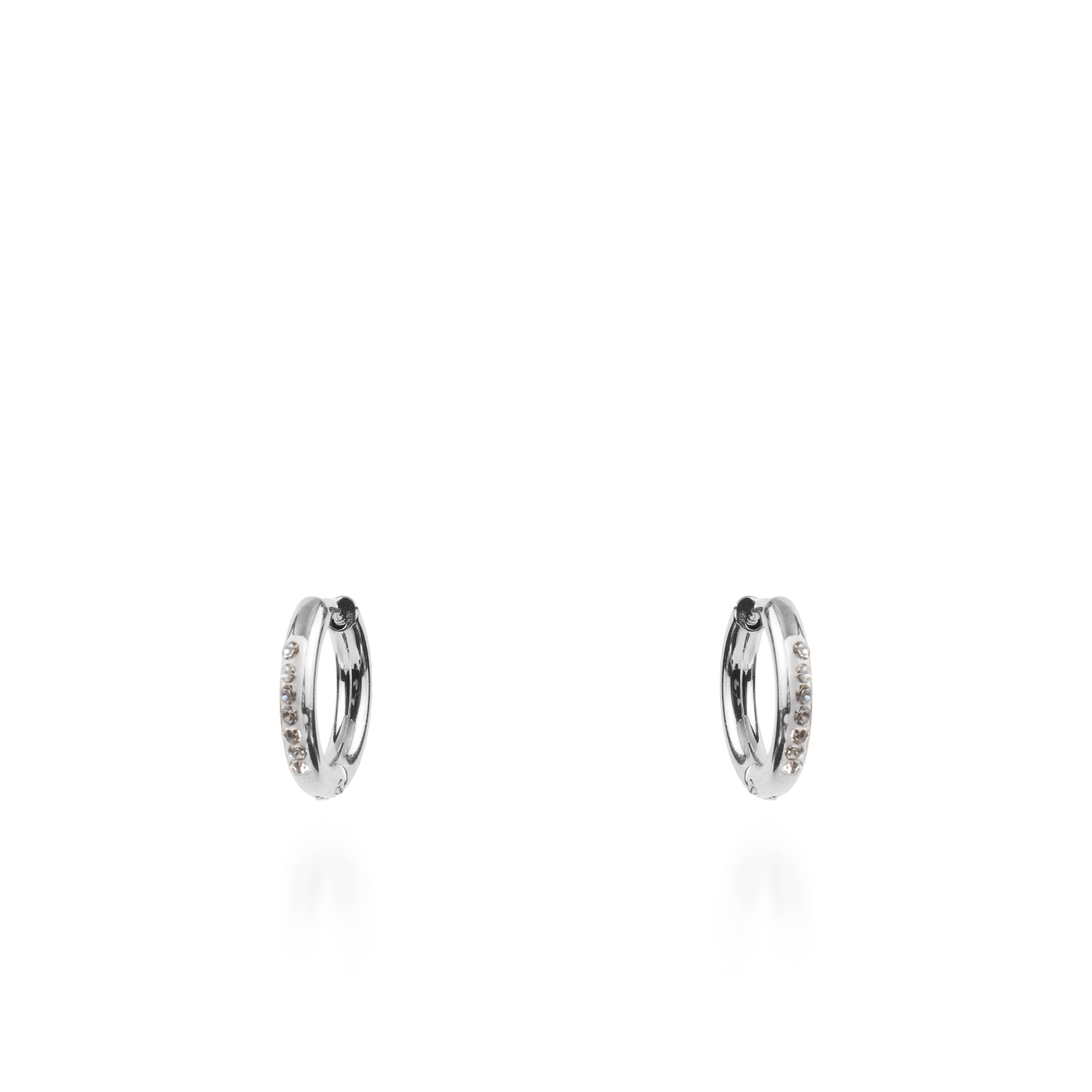 Σκουλαρίκια κρίκοι με ζιργκόν Mar and Mar Lianne Silver (1,5 cm) από ανοξείδωτο ατσάλι