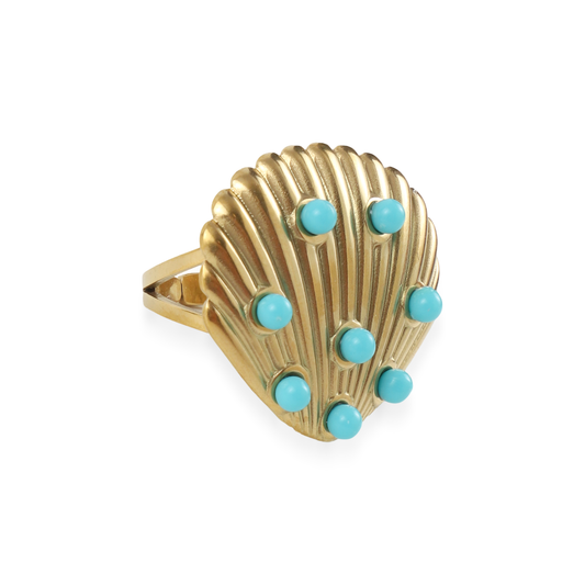 Γυναικείο δαχτυλίδι Mar and Mar Seashell Blue από ανοξείδωτο ατσάλι