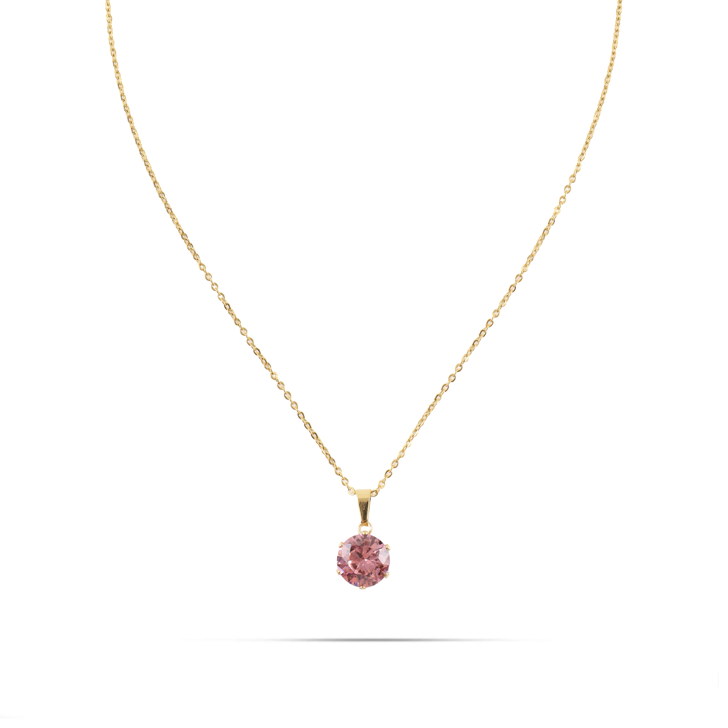 Σετ κολιέ με σκουλαρίκια με πέτρα ζιργκόν Mar and Mar Set Zuzanna (Pink) από ανοξείδωτο ατσάλι