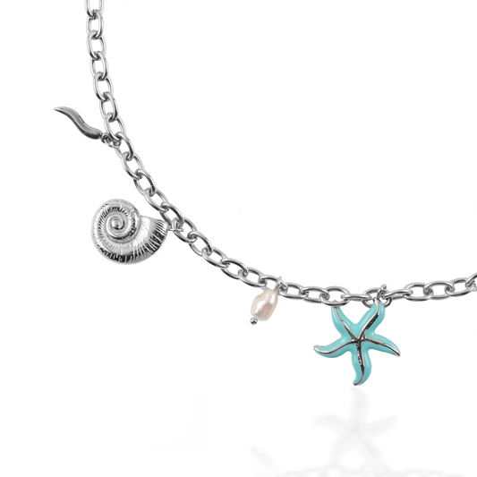 Χειροποίητο κολιέ Mar and Mar Calypso Silver από ανοξείδωτο ατσάλι