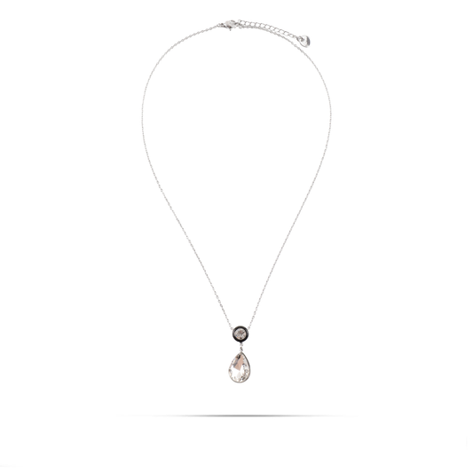 Κολιέ δάκρυ με πέτρες ζιργκόν Mar and Mar Renata II (White) από ανοξείδωτο ατσάλι