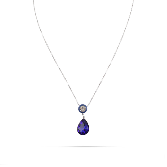 Κολιέ δάκρυ με πέτρες ζιργκόν Mar and Mar Renata II (Blue) από ανοξείδωτο ατσάλι