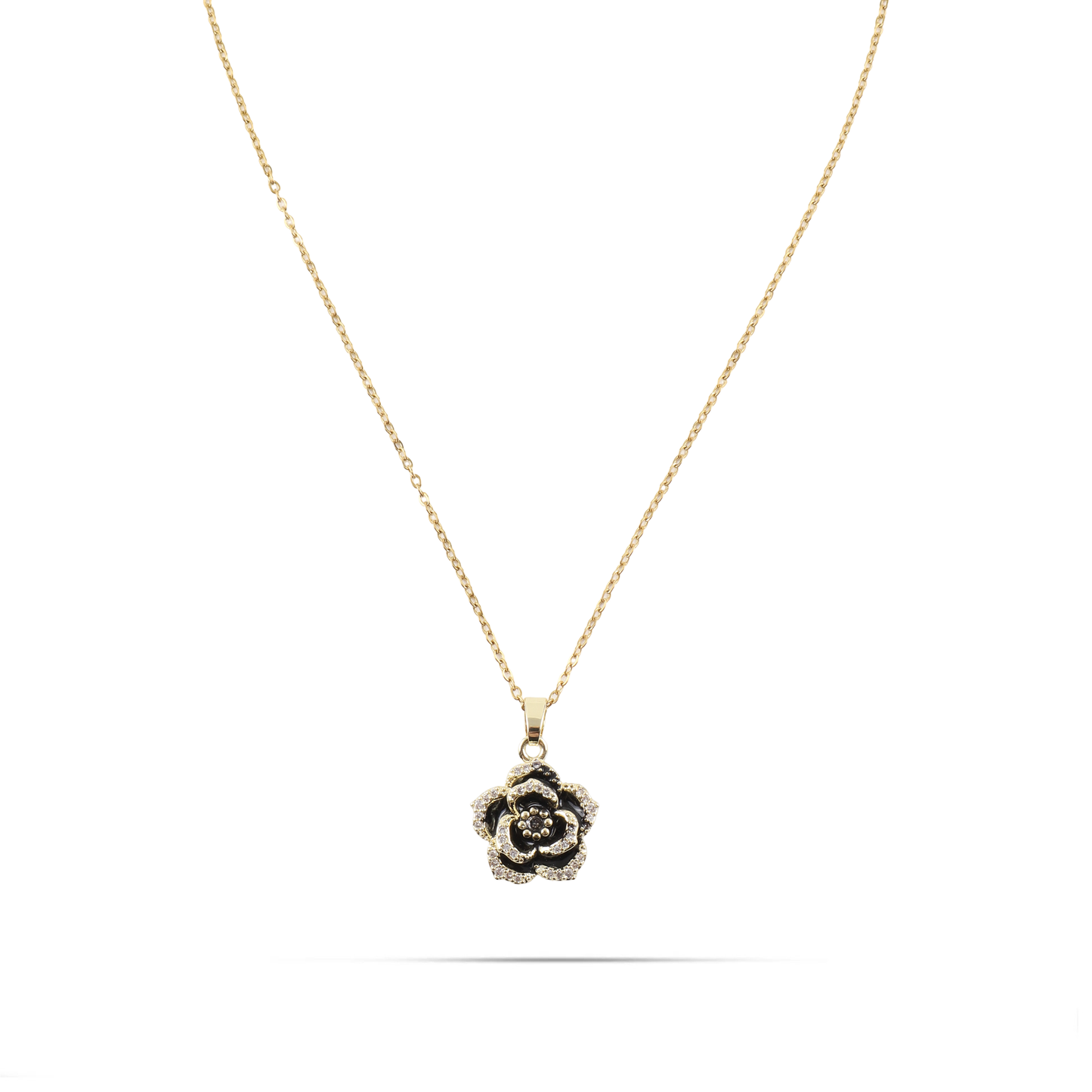 Κολιέ τριαντάφυλλο με ζιργκόν Mar and Mar Black Rose από ανοξείδωτο ατσάλι