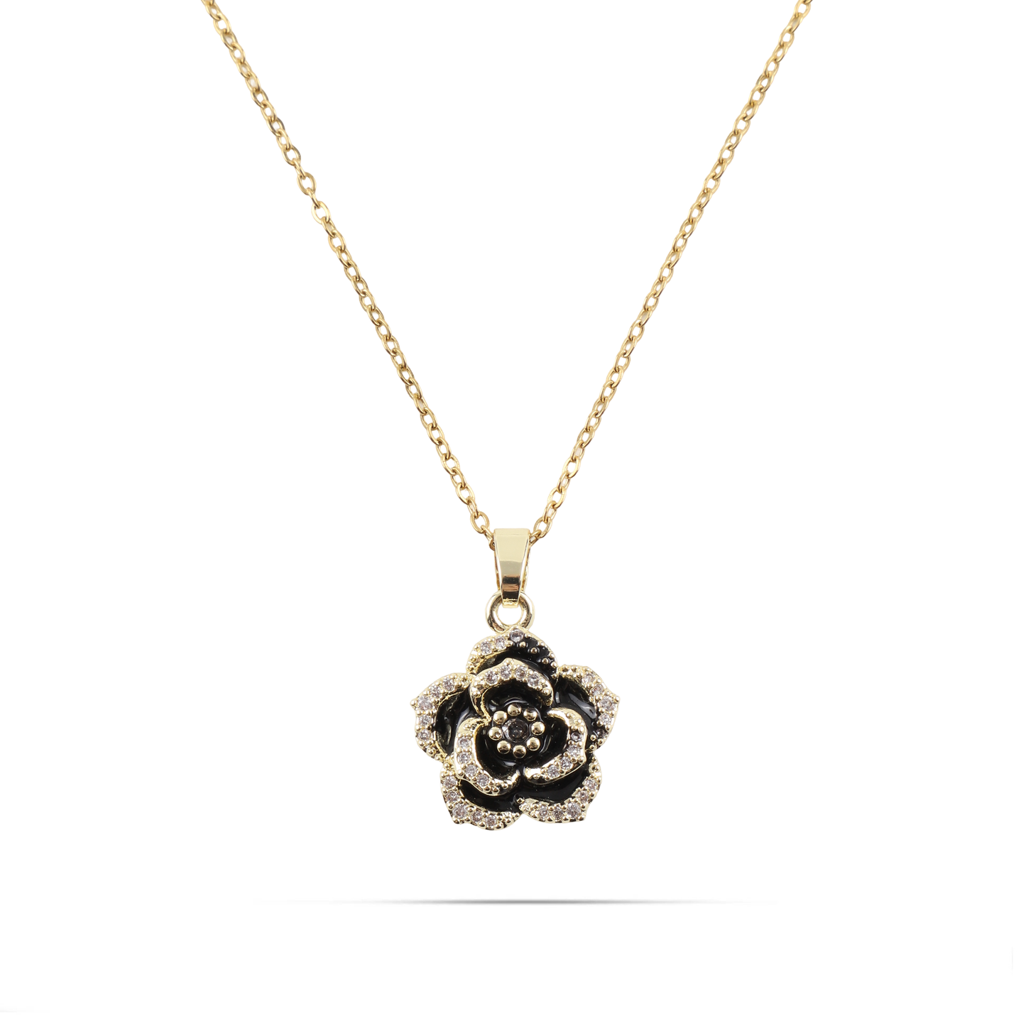 Κολιέ τριαντάφυλλο με ζιργκόν Mar and Mar Black Rose από ανοξείδωτο ατσάλι