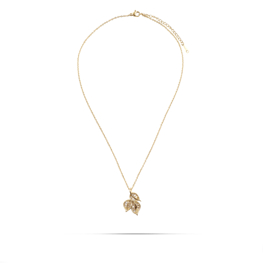 Κολιέ φύλλα με πέτρες ζιργκόν Mar and Mar Canberra (White) από ανοξείδωτο ατσάλι