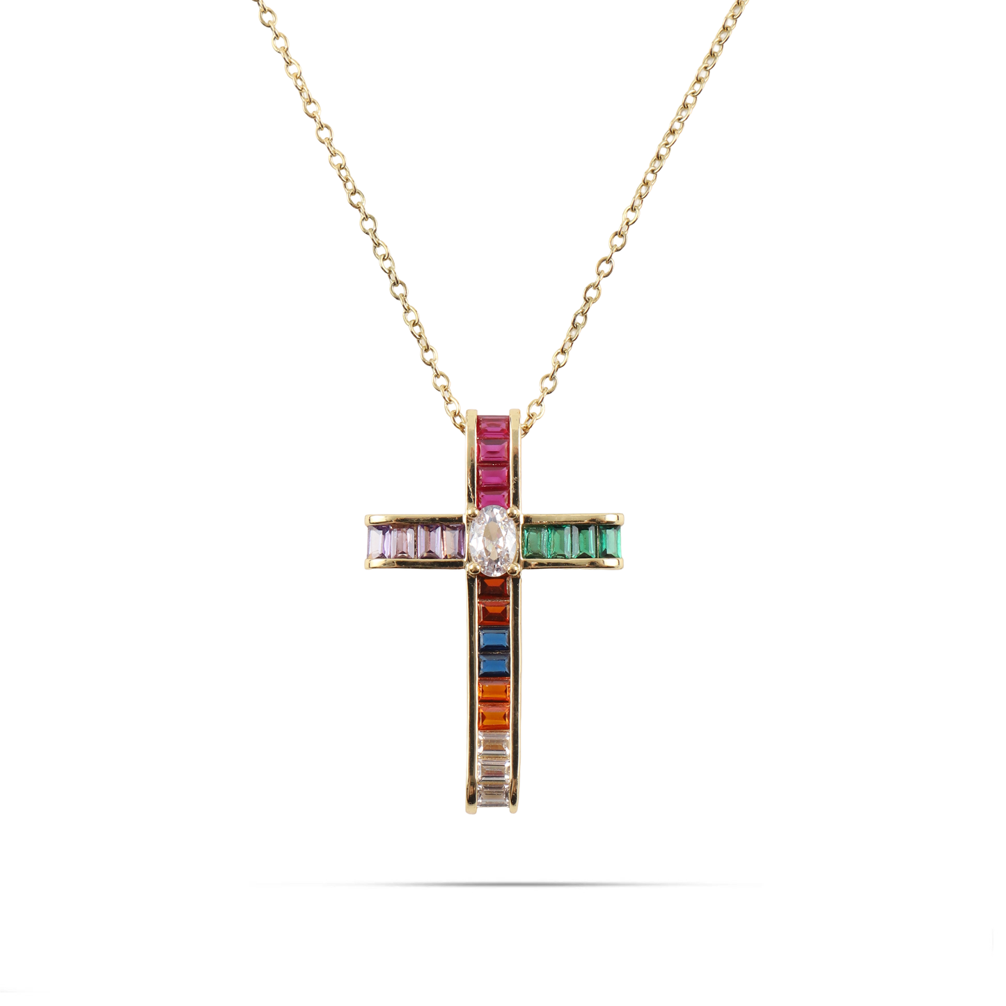 Κολιέ σταυρός με πέτρες ζιργκόν Mar and Mar Nefeli Cross (Mix) από ανοξείδωτο ατσάλι