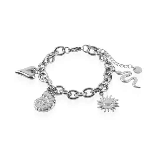 Χειροποίητο βραχιόλι με charms Mar and Mar Kehlia Silver από ανοξείδωτο ατσάλι