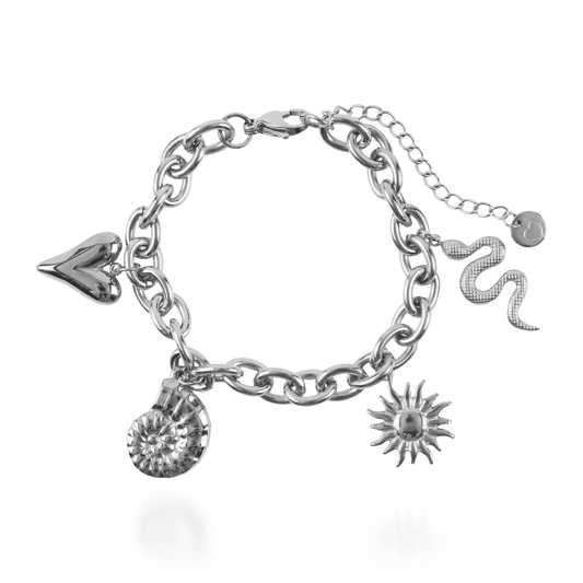 Χειροποίητο βραχιόλι με charms Mar and Mar Kehlia Silver από ανοξείδωτο ατσάλι