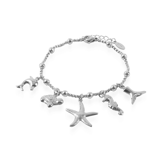 Χειροποίητο βραχιόλι με charms Mar and Mar Nalaya Silver από ανοξείδωτο ατσάλι