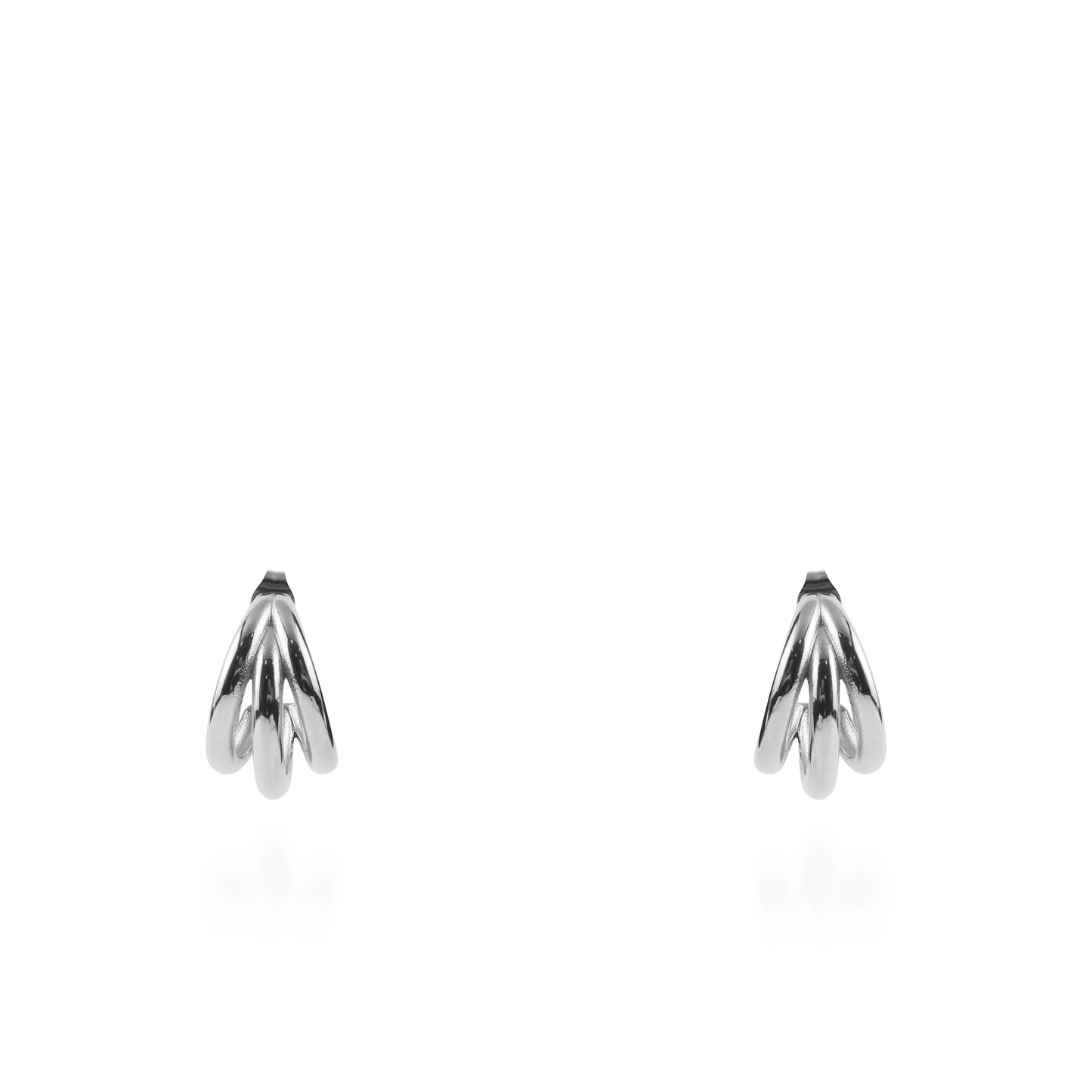 Σκουλαρίκια κρίκοι με τριπλό σχέδιο Mar and Mar Ulina (1,8 cm) Silver από ανοξείδωτο ατσάλι
