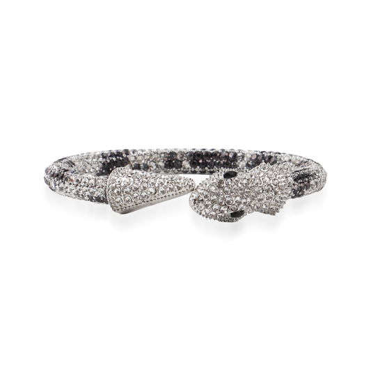 Βραχιόλι φίδι με ζιργκόν Snake Sparkle Bracelet Silver (Black)