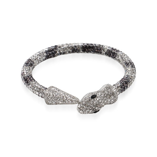 Βραχιόλι φίδι με ζιργκόν Snake Sparkle Bracelet Silver (Black)