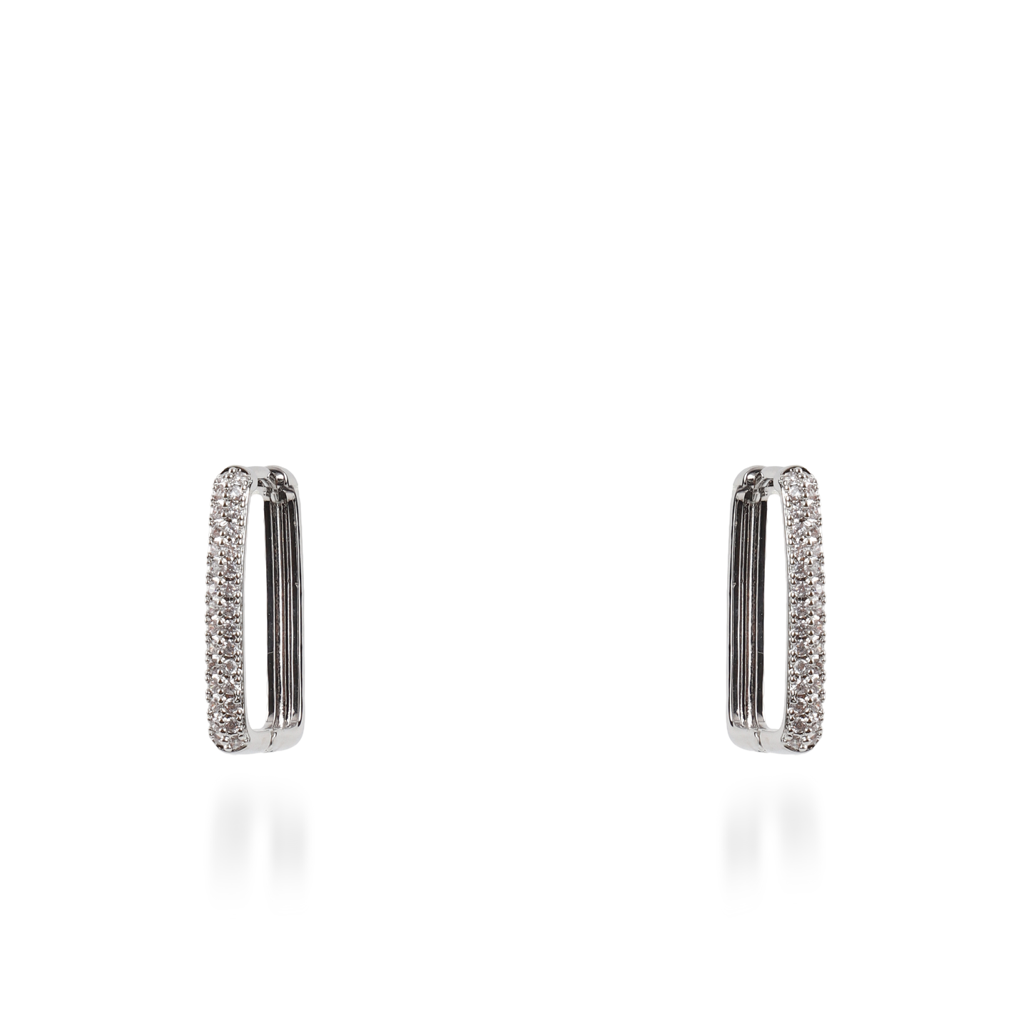 Σκουλαρίκια κρίκοι με ζιργκόν Mar and Mar Neritha Rectangle (2,5 cm)
