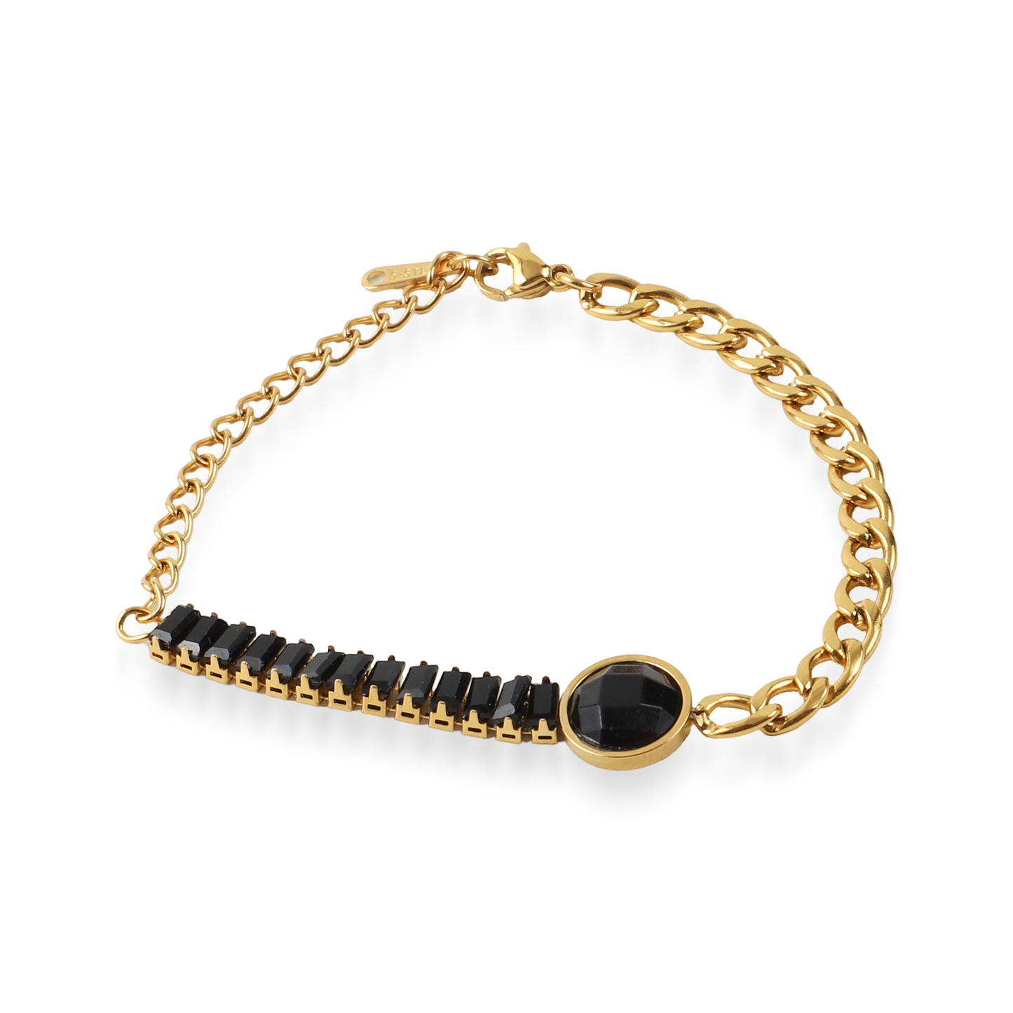 Βραχιόλι με ζιργκόν Mar and Mar Loretta (Black) από ανοξείδωτο ατσάλι