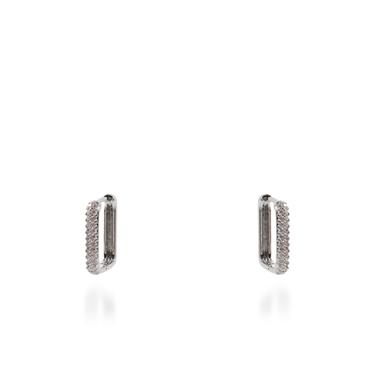 Σκουλαρίκια κρίκοι με ζιργκόν Mar and Mar Neritha Rectangle (2 cm)