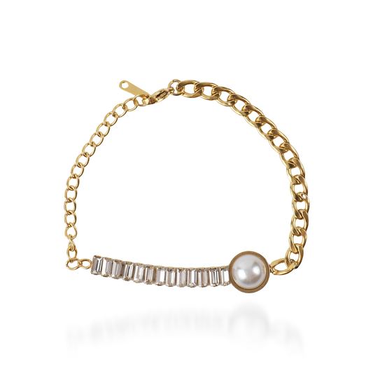 Βραχιόλι με ζιργκόν Mar and Mar Loretta (White) από ανοξείδωτο ατσάλι