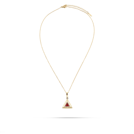 Κολιέ πυραμίδα με ζιργκόν Mar and Mar Cairo Red από ανοξείδωτο ατσάλι