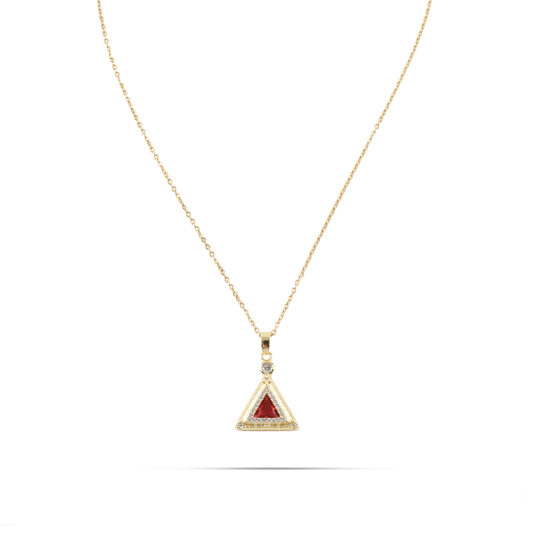 Κολιέ πυραμίδα με ζιργκόν Mar and Mar Cairo Red από ανοξείδωτο ατσάλι