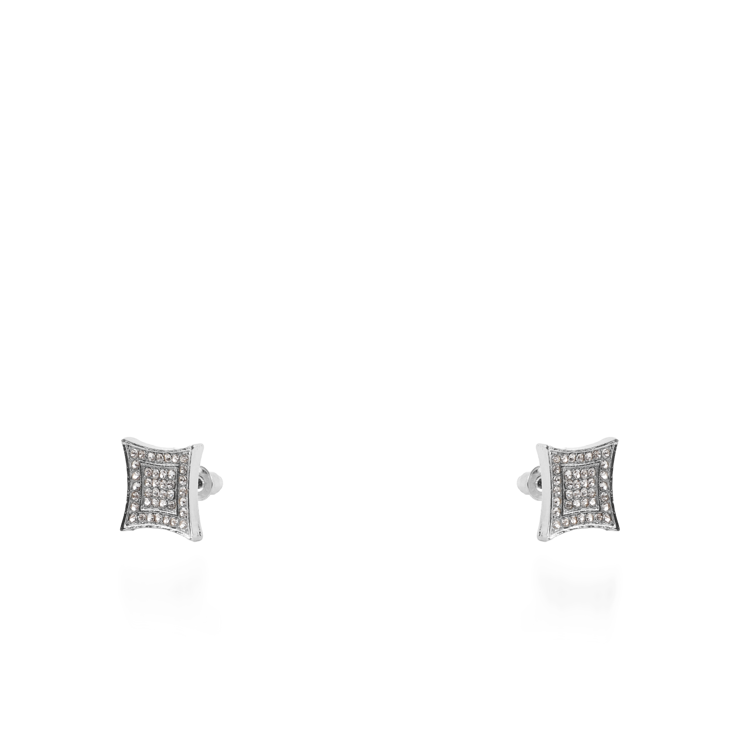 Σκουλαρίκια καρφωτά με πέτρες ζιργκόν Mar and Mar Lola Rhombus Silver