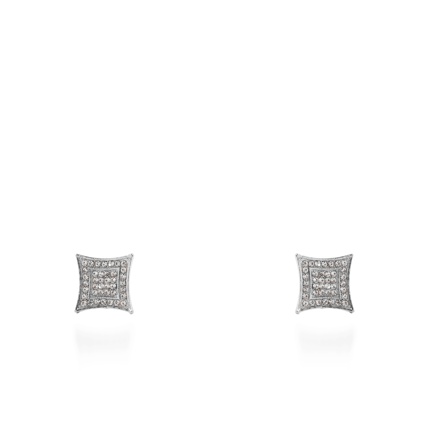Σκουλαρίκια καρφωτά με πέτρες ζιργκόν Mar and Mar Lola Rhombus Silver