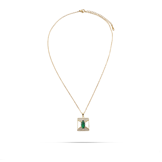Κολιέ με πέτρα ζιργκόν Mar and Mar Luisa (Green) από ανοξείδωτο ατσάλι