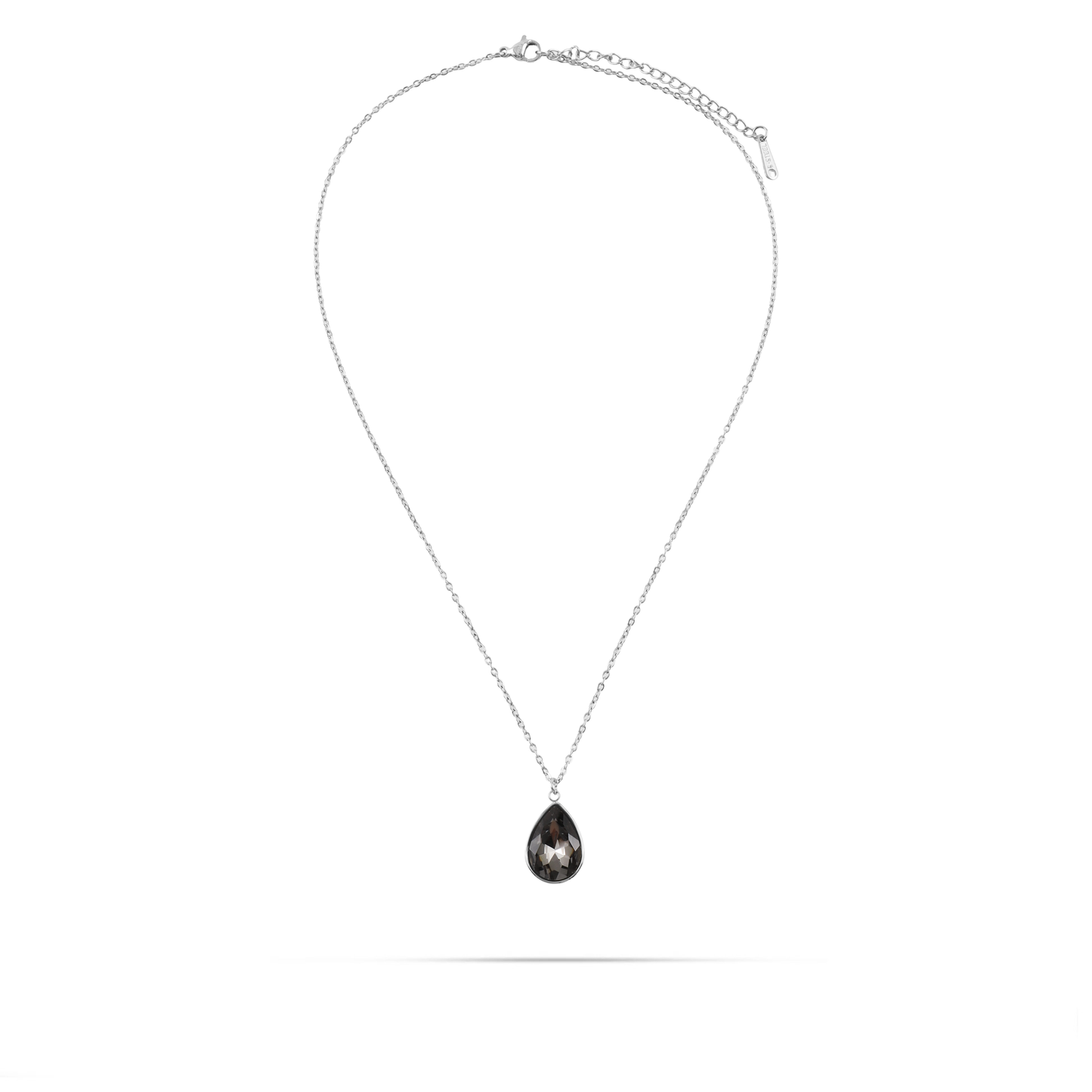 Κολιέ δάκρυ με πέτρα ζιργκόν Mar and Mar Isabella (Black) Silver από ανοξείδωτο ατσάλι