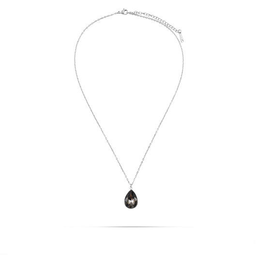 Κολιέ δάκρυ με πέτρα ζιργκόν Mar and Mar Isabella (Black) Silver από ανοξείδωτο ατσάλι