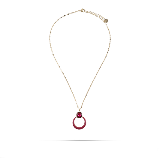 Κολιέ με πέτρα ζιργκόν Mar and Mar Lusy (Magenta) από ανοξείδωτο ατσάλι