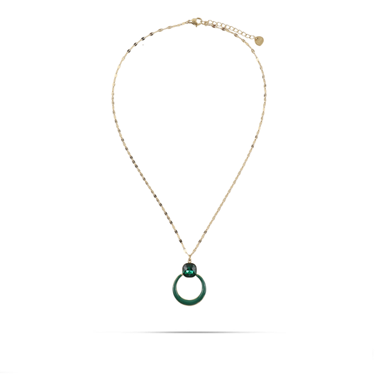 Κολιέ με πέτρα ζιργκόν Mar and Mar Lusy (Green) από ανοξείδωτο ατσάλι