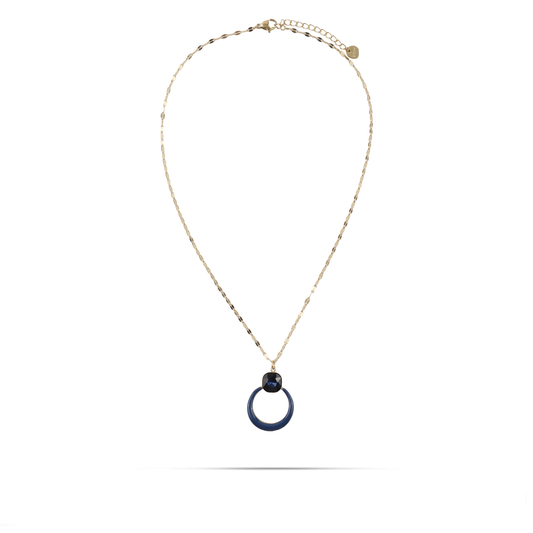 Κολιέ με πέτρα ζιργκόν Mar and Mar Lusy (Blue) από ανοξείδωτο ατσάλι