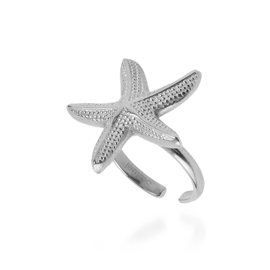 Γυναικείο δαχτυλίδι Mar and Mar Starfish Silver από ανοξείδωτο ατσάλι