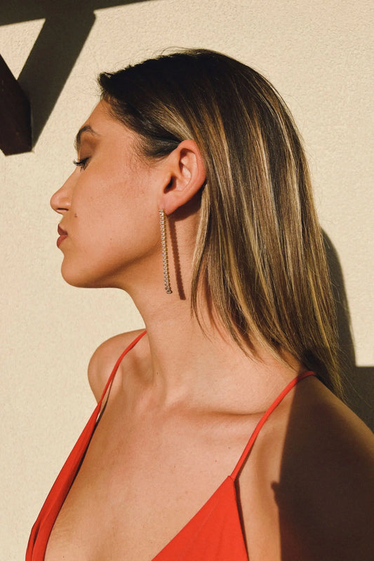 Σκουλαρίκια κρεμαστά με πέτρες baguette ζιργκόν Mar and Mar Primrose