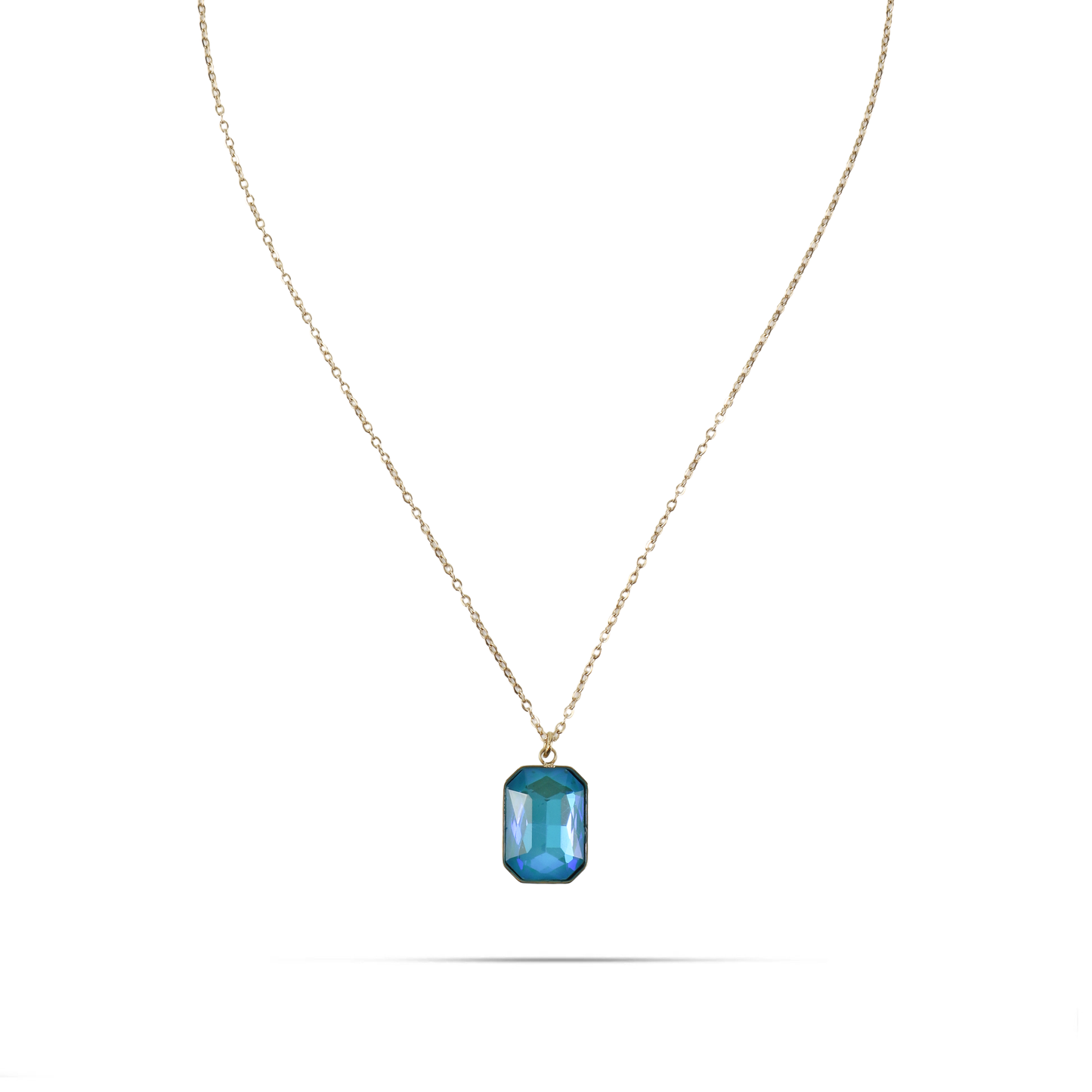Κολιέ με πέτρα ζιργκόν Mar and Mar Isida Rectangle (Blue) από ανοξείδωτο ατσάλι