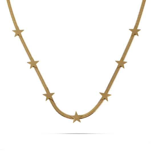 Κολιέ αλυσίδα Flat Snake Mar and Mar Lillie Star από ανοξείδωτο ατσάλι