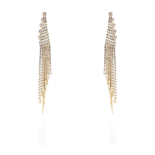 Σκουλαρίκια κρεμαστά με baguettes πέτρες ζιργκόν Mar and Mar Lorelei