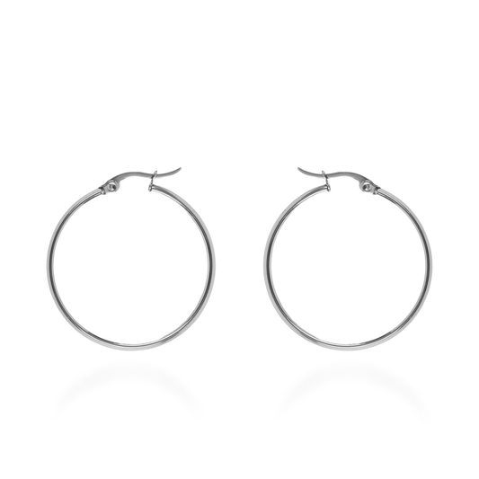 Σκουλαρίκια κρίκοι Mar and Mar Plated (3,5 cm-Silver) από ανοξείδωτο ατσάλι