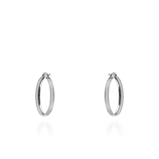 Σκουλαρίκια κρίκοι Mar and Mar Plated (3 cm-Silver) από ανοξείδωτο ατσάλι