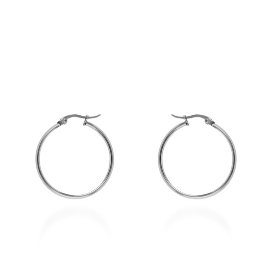 Σκουλαρίκια κρίκοι Mar and Mar Plated (3 cm-Silver) από ανοξείδωτο ατσάλι