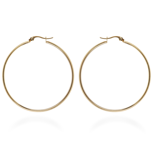 Σκουλαρίκια κρίκοι Mar and Mar Plated (5 cm) από ανοξείδωτο ατσάλι