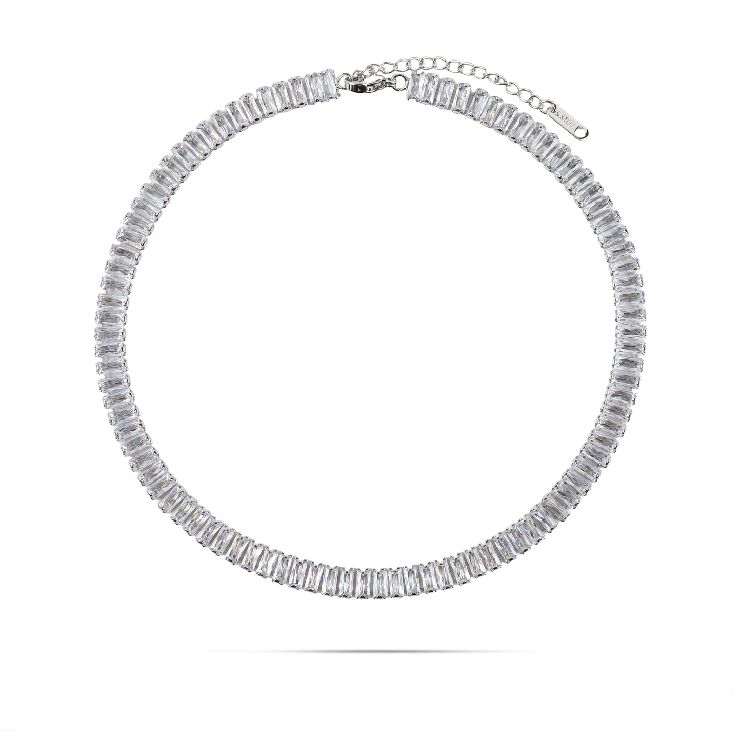 Αλυσίδα λαιμού με πέτρες ζιργκόν σε κοπή baguette Mar and Mar Riviera (7 mm)