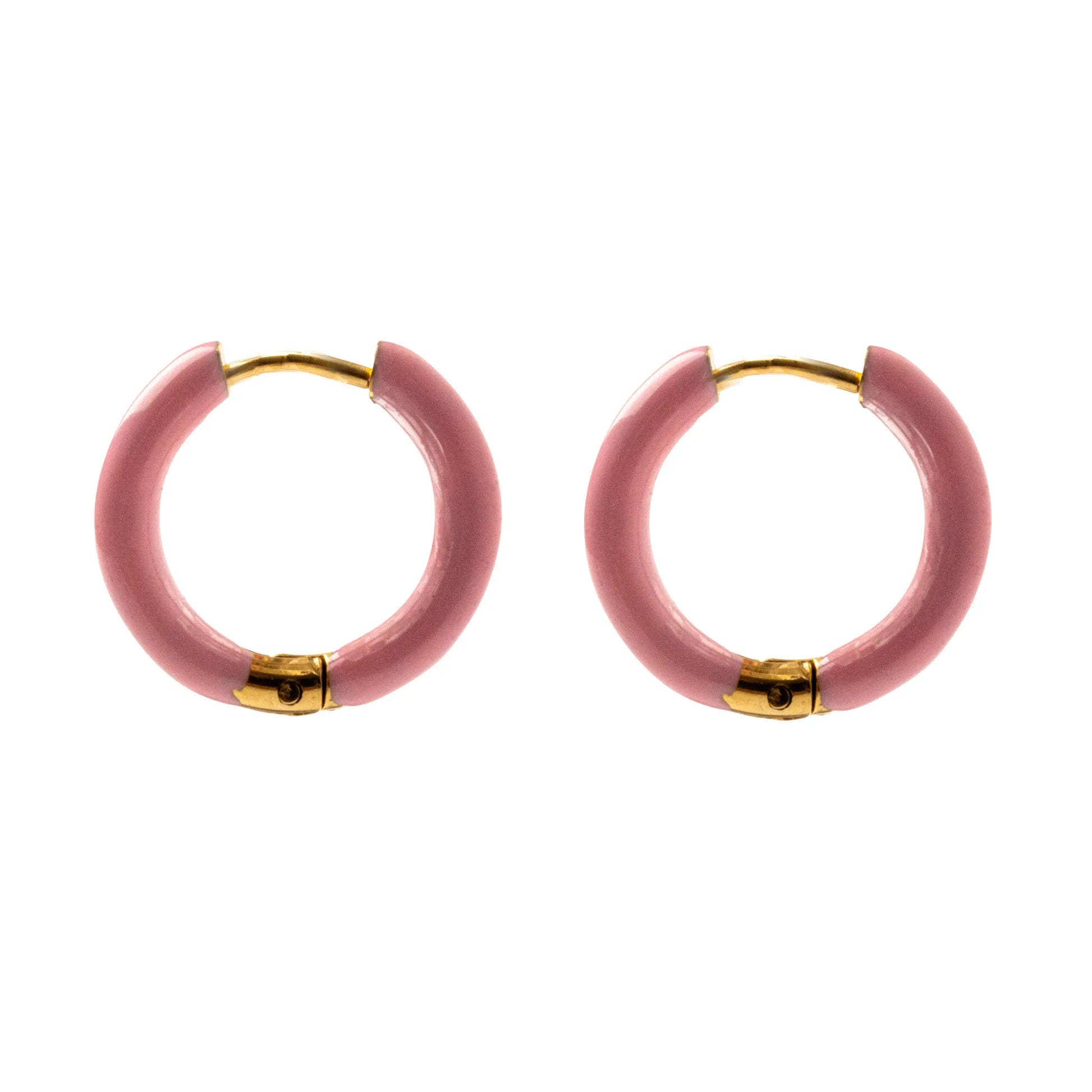 Σκουλαρίκια κρίκοι χρωματιστοί Mar & Mar Elvy Hoops (Pink) από ανοξείδωτο ατσάλι